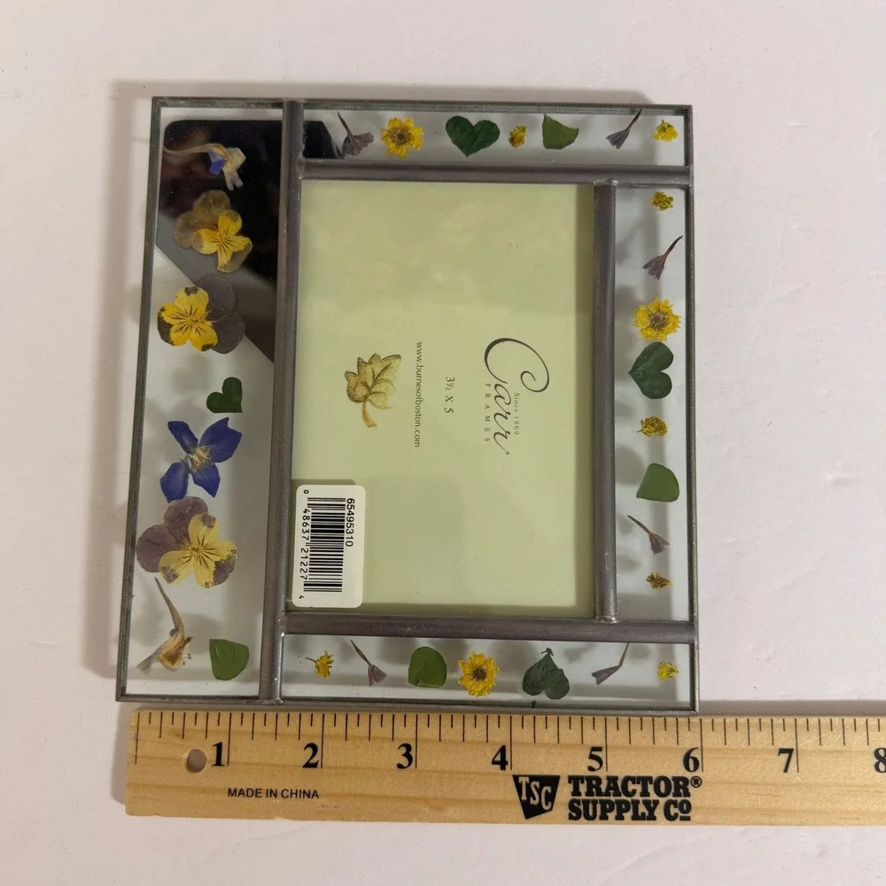 Carr Pressed Flower Glass Picture Frame 3.5x5 Burnes of Boston Botanical VTG